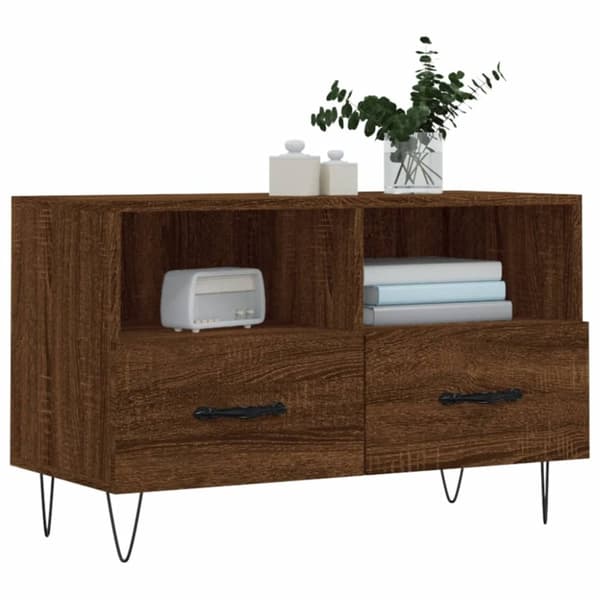 vidaXL Tv-bänk brun ek 80x36x50 cm konstruerat trä