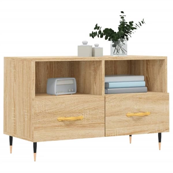 vidaXL TV-benk sonoma eik 80x36x50 cm konstruert tre