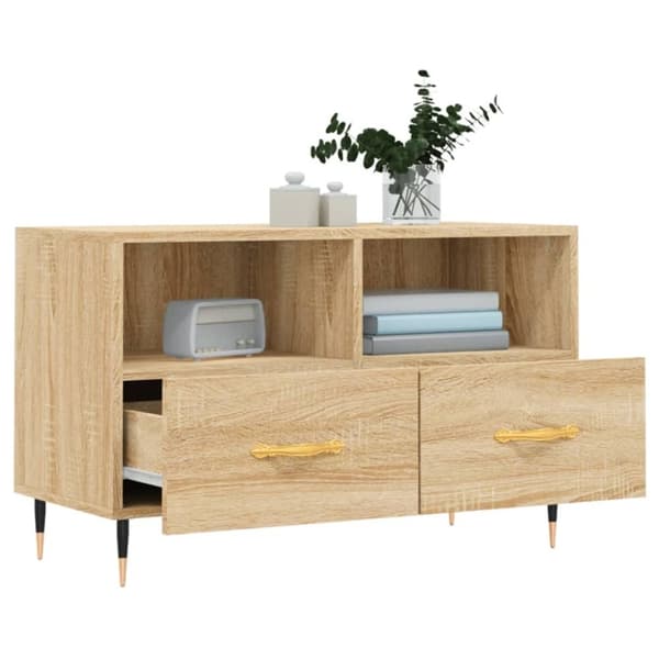 vidaXL TV-benk sonoma eik 80x36x50 cm konstruert tre