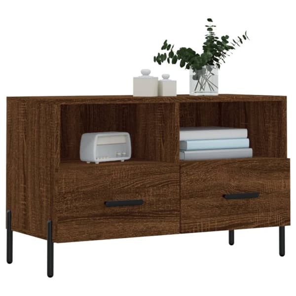 vidaXL tv-bord 80x36x50 cm konstrueret træ brun egetræsfarve
