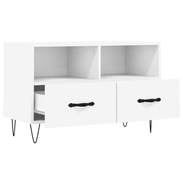 vidaXL TV-benk hvit 80x36x50 cm konstruert tre