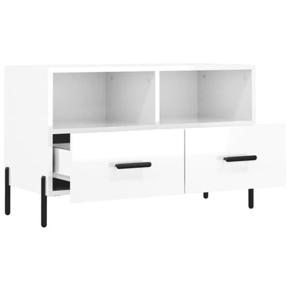 vidaXL Tv-bänk vit högglans 80x36x50 cm konstruerat trä