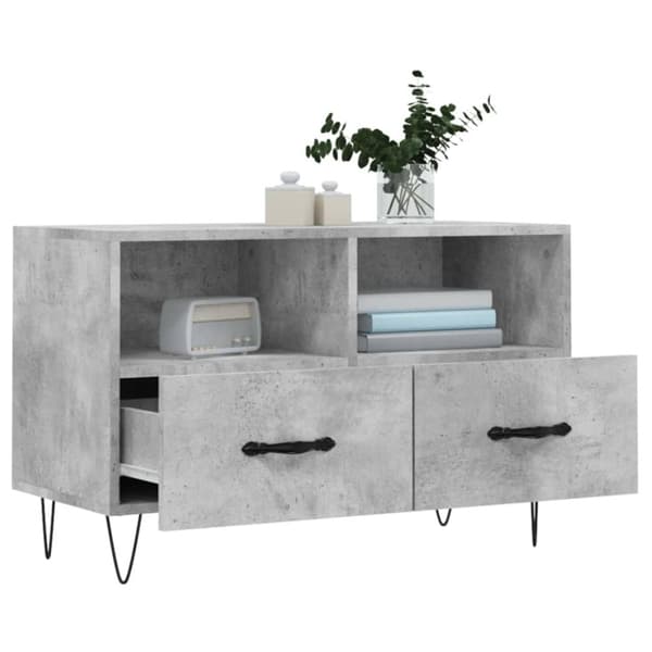 vidaXL Tv-bänk betonggrå 80x36x50 cm konstruerat trä