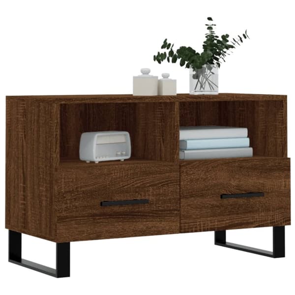 vidaXL Tv-bänk brun ek 80x36x50 cm konstruerat trä
