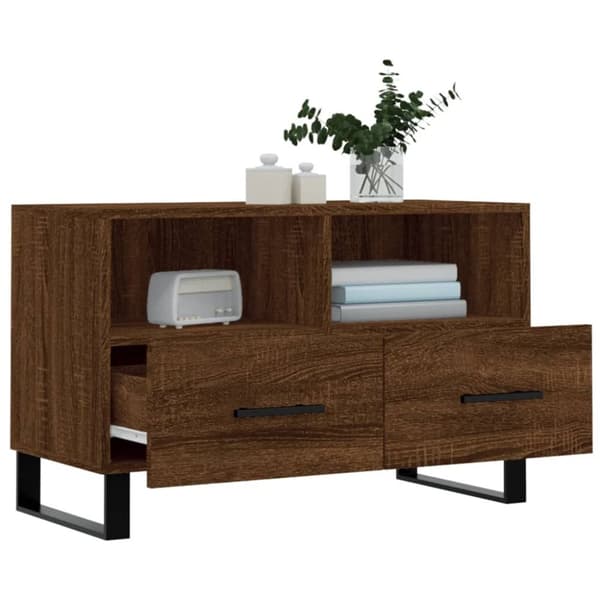 vidaXL Tv-bänk brun ek 80x36x50 cm konstruerat trä