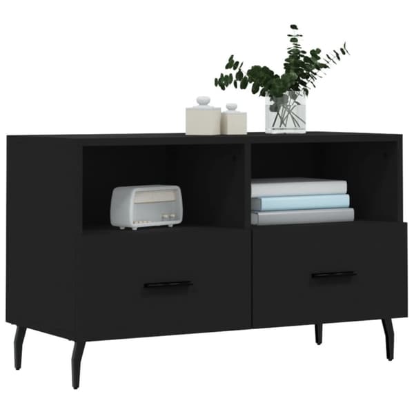 vidaXL TV-benk svart 80x36x50 cm konstruert tre