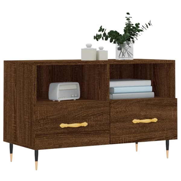 vidaXL TV-benk brun eik 80x36x50 cm konstruert tre