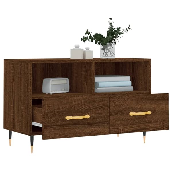 vidaXL TV-benk brun eik 80x36x50 cm konstruert tre