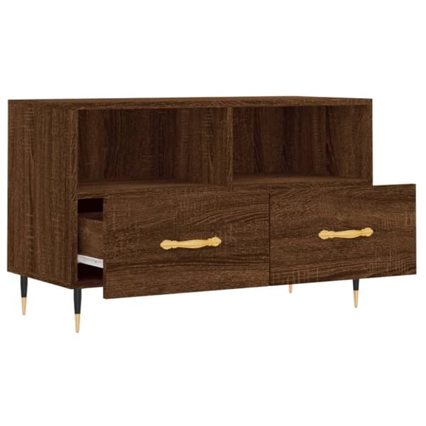 vidaXL TV-benk brun eik 80x36x50 cm konstruert tre