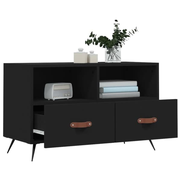 vidaXL TV-benk svart 80x36x50 cm konstruert tre