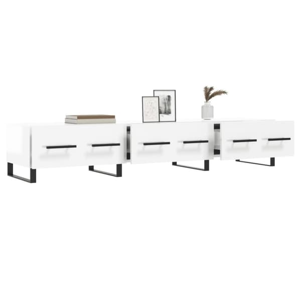 vidaXL TV-benk høyglans hvit 150x36x30 cm konstruert tre