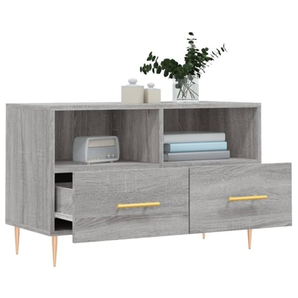 vidaXL TV-benk grå sonoma 80x36x50 cm konstruert tre