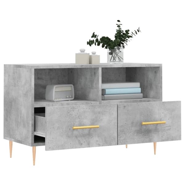 vidaXL tv-bord 80x36x50 cm konstrueret træ betongrå