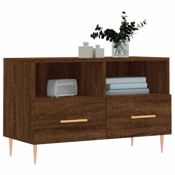 vidaXL TV-benk brun eik 80x36x50 cm konstruert tre
