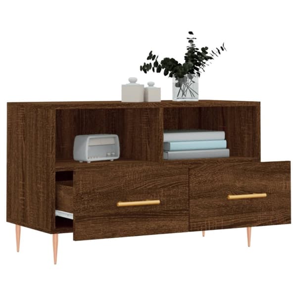 vidaXL TV-benk brun eik 80x36x50 cm konstruert tre