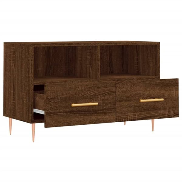 vidaXL TV-benk brun eik 80x36x50 cm konstruert tre