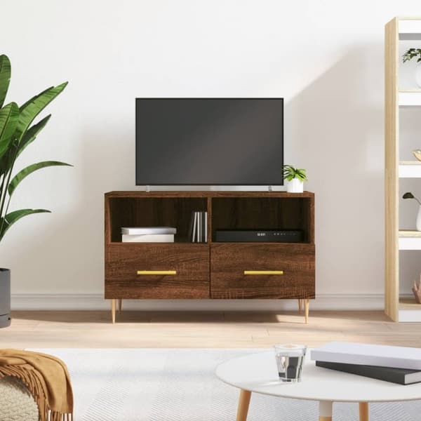 vidaXL TV-benk brun eik 80x36x50 cm konstruert tre