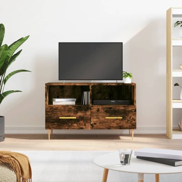 vidaXL TV-benk røkt eik 80x36x50 cm konstruert tre