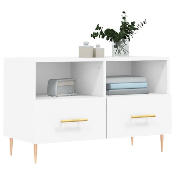 vidaXL Tv-bänk vit 80x36x50 cm konstruerat trä