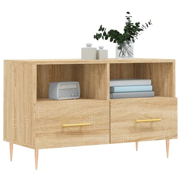 vidaXL TV-taso Sonoma-tammi 80x36x50 cm tekninen puu