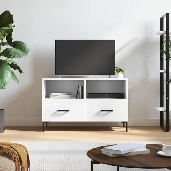 vidaXL TV-benk hvit 80x36x50 cm konstruert tre