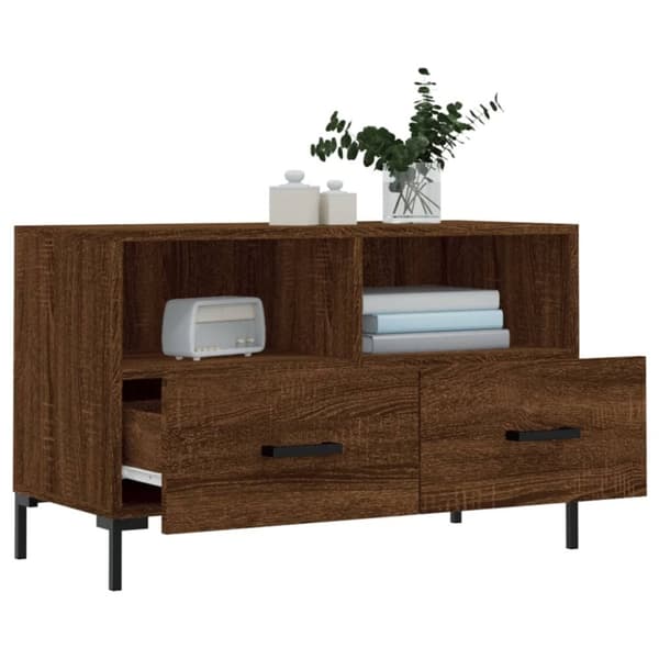vidaXL TV-benk brun eik 80x36x50 cm konstruert tre