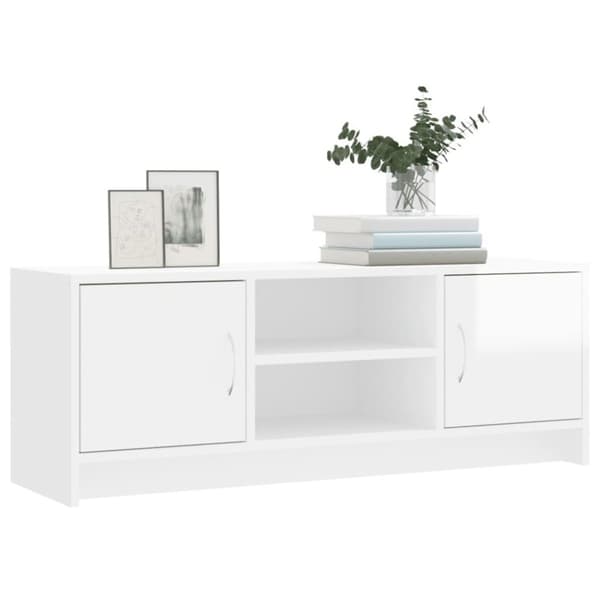 vidaXL Tv-bänk vit högglans 102x30x37,5 cm konstruerat trä