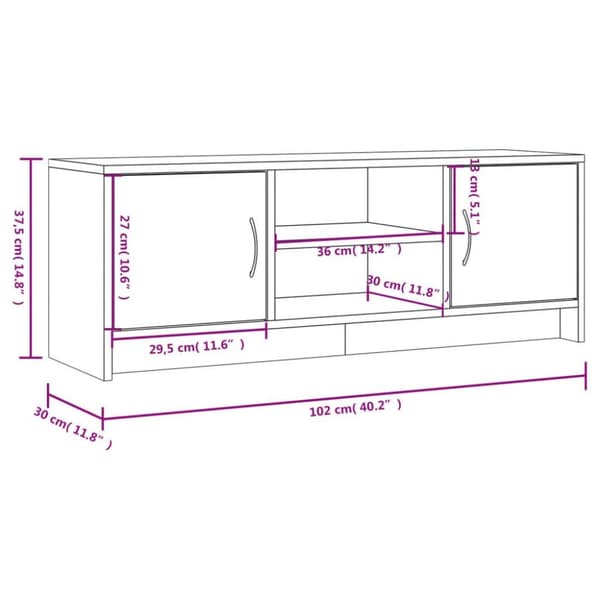vidaXL TV-benk betonggrå 102x30x37,5 cm konstruert tre