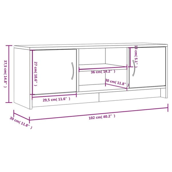 vidaXL TV-benk røkt eik 102x30x37,5 cm konstruert tre