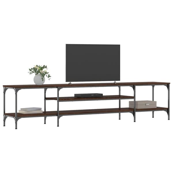 vidaXL tv-bord 201x35x45 cm konstrueret træ og jern brun egetræsfarve