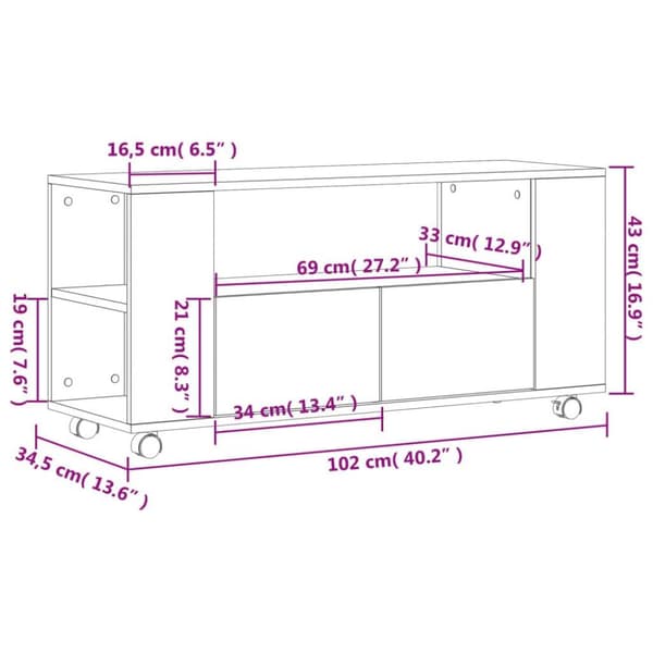 vidaXL tv-bord 102x34,5x43 cm konstrueret træ hvid