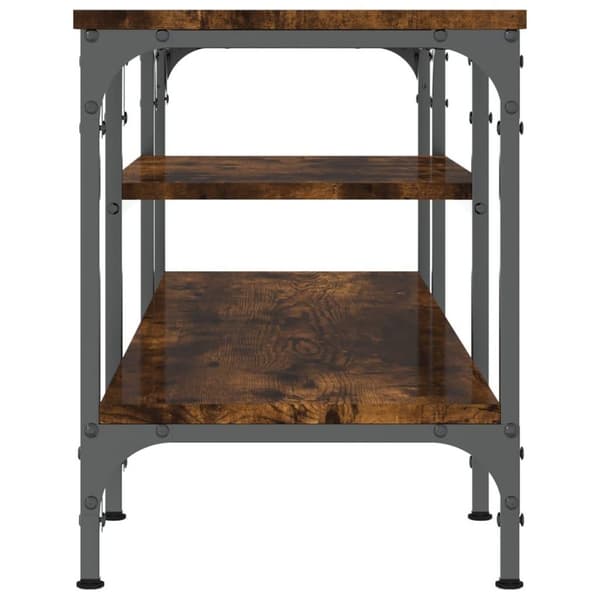 vidaXL Tv-bänk rökfärgad ek 121x35x45 cm konstruerat trä & järn