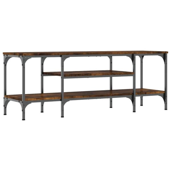 vidaXL Tv-bänk rökfärgad ek 121x35x45 cm konstruerat trä & järn