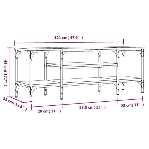 vidaXL Tv-bänk rökfärgad ek 121x35x45 cm konstruerat trä & järn