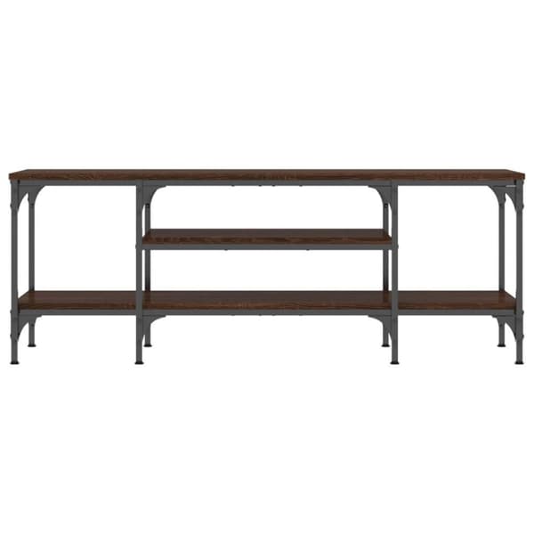 vidaXL tv-bord 121x35x45 cm konstrueret træ og jern brun egetræsfarve