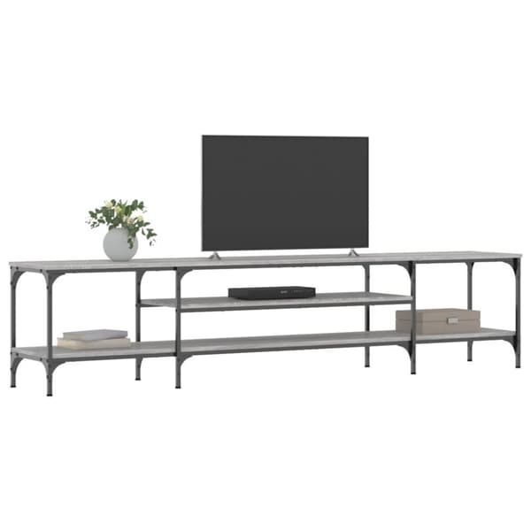 vidaXL tv-bord 201x35x45 cm konstrueret træ og jern grå sonoma-eg