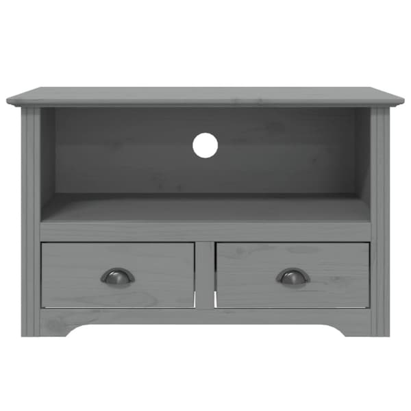 vidaXL TV-benk med 2 skuffer BODO grå 91,5x44,5x56 cm heltre furu
