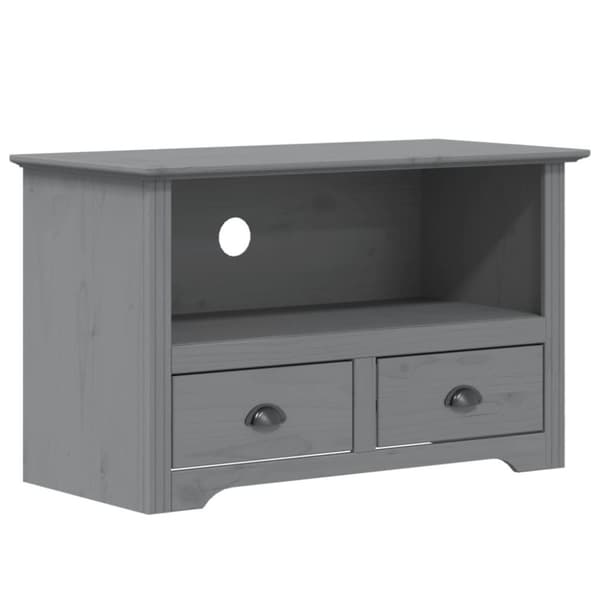 vidaXL tv-bord med 2 skuffer BODO 91,5x44,5x56 cm massivt fyrretræ grå