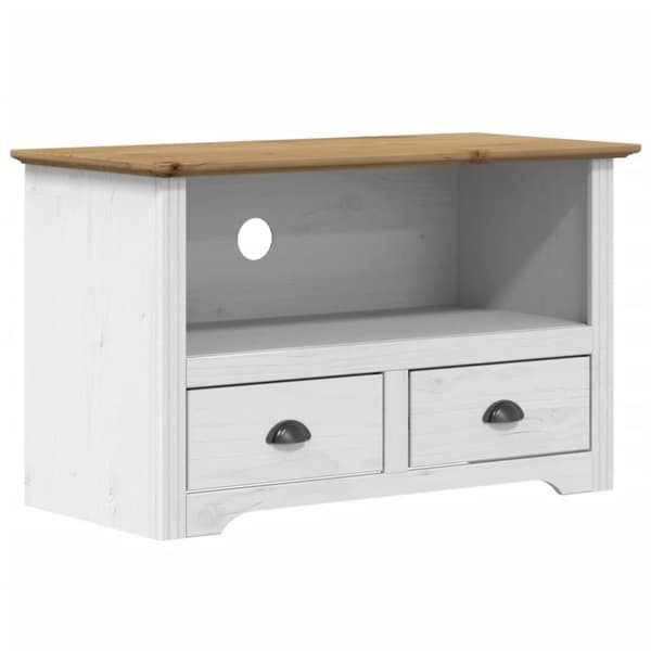 vidaXL tv-bord med 2 skuffer BODO 91,5x44,5x56cm massivt fyrretræ brun