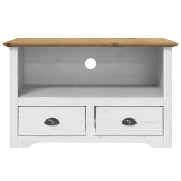 vidaXL tv-bord med 2 skuffer BODO 91,5x44,5x56cm massivt fyrretræ brun