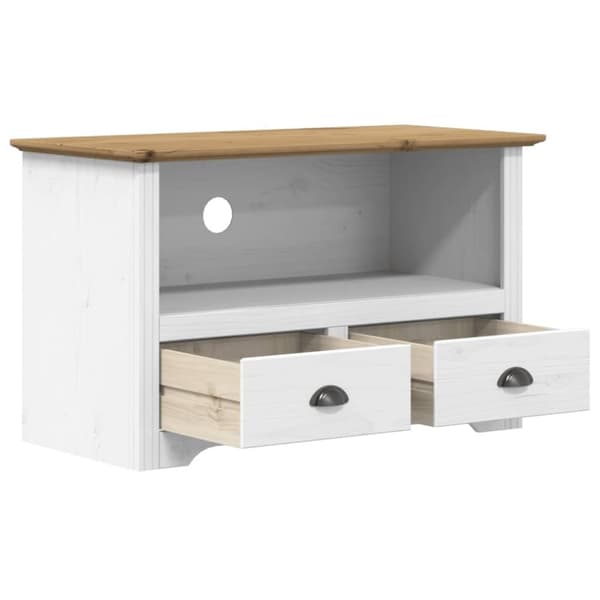 vidaXL tv-bord med 2 skuffer BODO 91,5x44,5x56cm massivt fyrretræ brun
