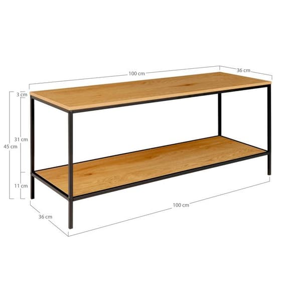 Black Steel TV Stand och Black Wood Top - ALTOBUY - Harald - Industriell - Loft - Rektangulär