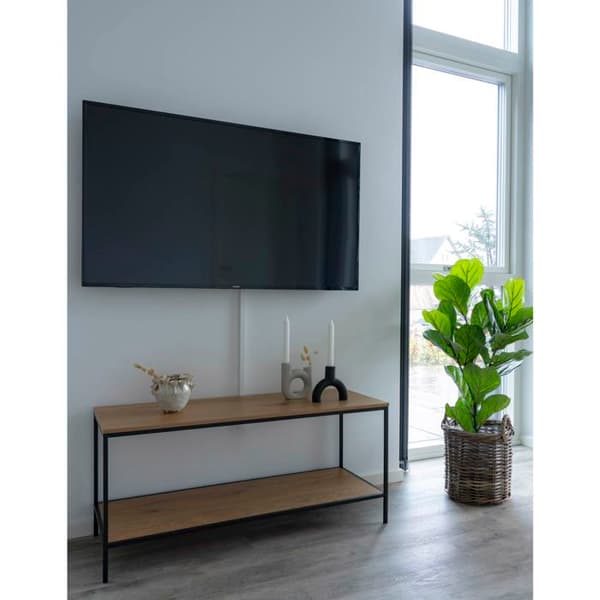 Black Steel TV Stand och Black Wood Top - ALTOBUY - Harald - Industriell - Loft - Rektangulär