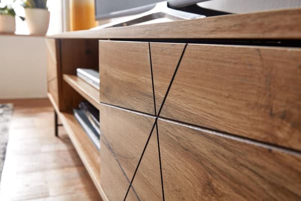 Rootz lowboard trä ek dekor 160x45x40 cm TV-byrå med två dörrar - Design TV-skåp hög - TV-bänk TV-skåp modern - TV-byrå vardagsrum