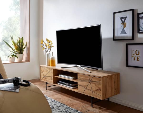 Rootz lowboard trä ek dekor 160x45x40 cm TV-byrå med två dörrar - Design TV-skåp hög - TV-bänk TV-skåp modern - TV-byrå vardagsrum