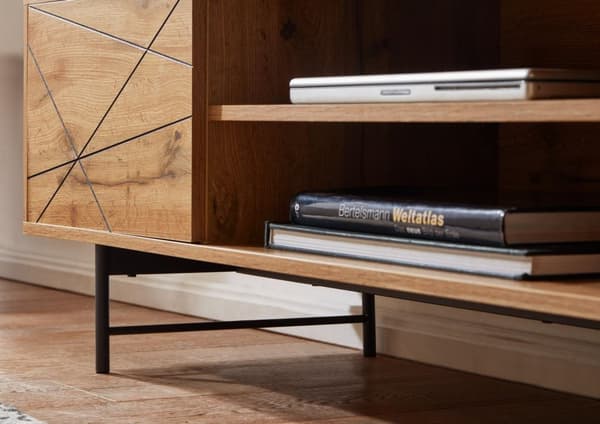Rootz lowboard trä ek dekor 160x45x40 cm TV-byrå med två dörrar - Design TV-skåp hög - TV-bänk TV-skåp modern - TV-byrå vardagsrum