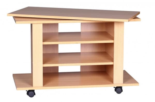 Rootz TV HiFi Bänk TV-bänk i bok, vridbar och rullbar 75 x 38 x 51 cm