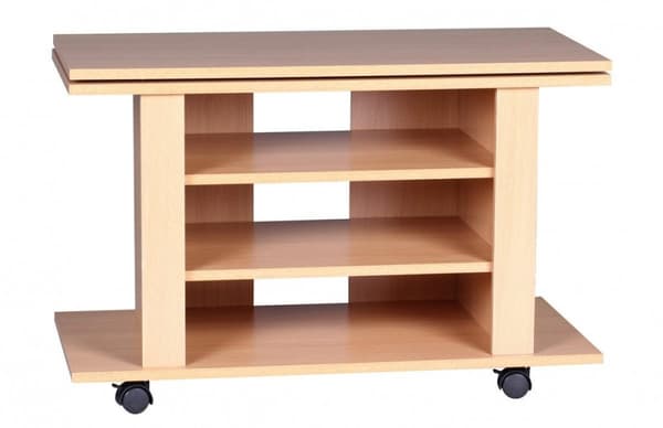 Rootz TV HiFi Bänk TV-bänk i bok, vridbar och rullbar 75 x 38 x 51 cm