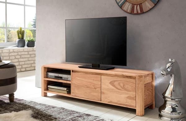 Rootz Lowboard kovapuu Acacia Chest 140cm TV-levyn säilytyslokerot maalaistyylinen kaappi 40cm TV-kaappi