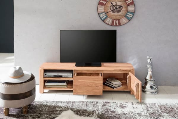 Rootz Lowboard kovapuu Acacia Chest 140cm TV-levyn säilytyslokerot maalaistyylinen kaappi 40cm TV-kaappi